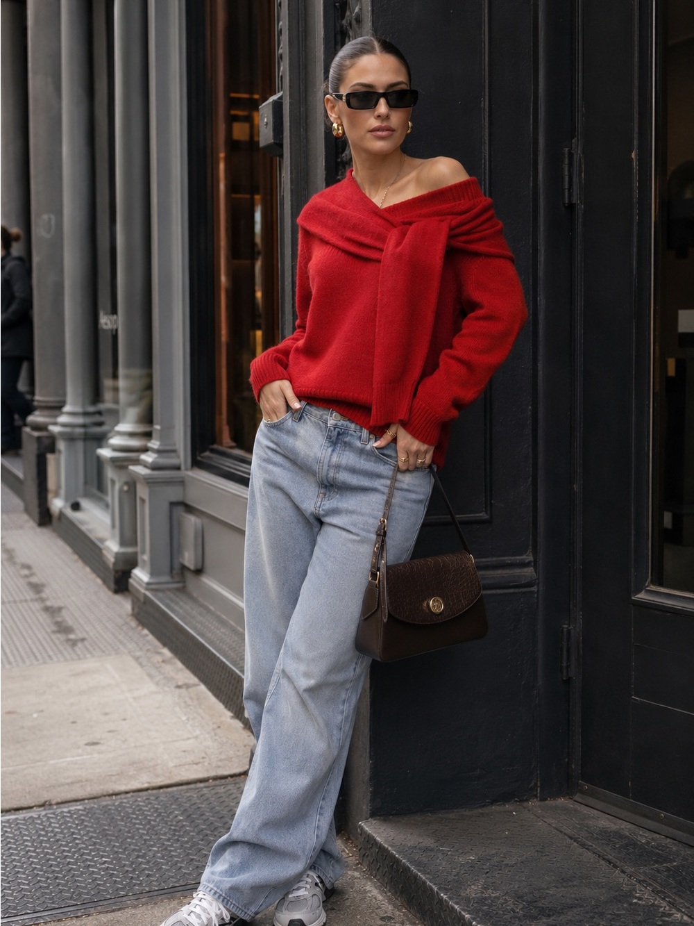 NWOT MONSE Cold Shoulder Merino Wool Knit Sweater in Terracotta
